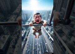 A police baby fell down from a building 😭 #story #cutebaby #animals #shortsfeed